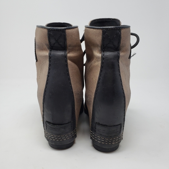 SOREL PDX Wedge Lace-Up Canvas Leather Waterproof Booties Boots size 7.5 - Picture 5 of 11